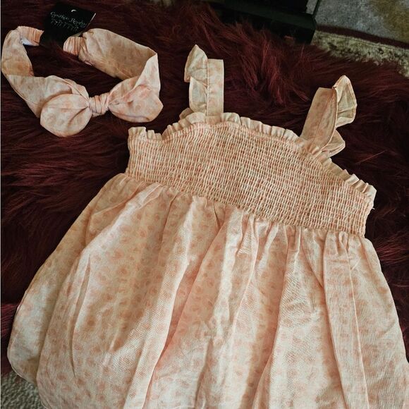CYNTHIA ROWLEY APRICOT PRINT DRESS - Picture 1 of 5